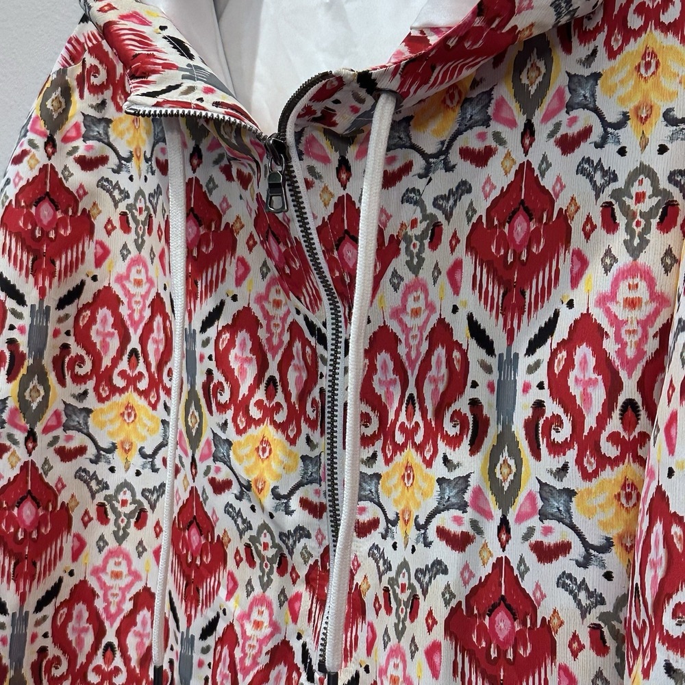 Alice + Olivia Anorak Half-Zip Hoodie Vntg Malibu Print Boho Sz Lg See Descript - Picture 3 of 11
